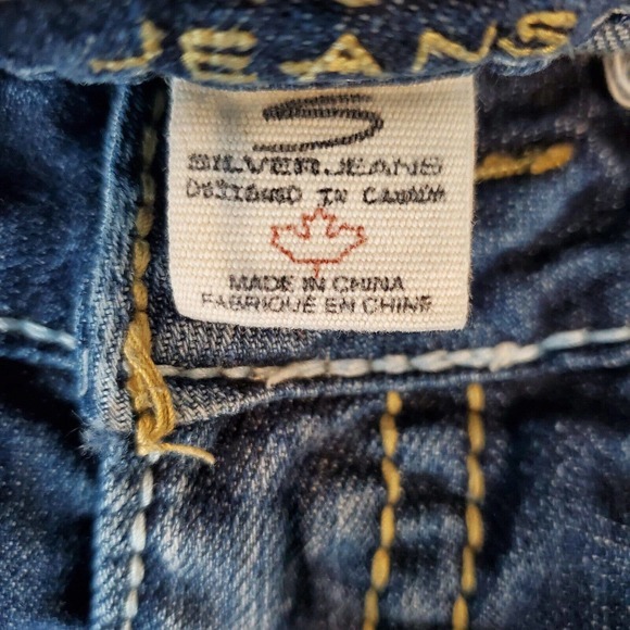 Silver Jeans Santorini Capri Pants Size 29 Blue Denim Stretch Logo Low Rise - Picture 7 of 12